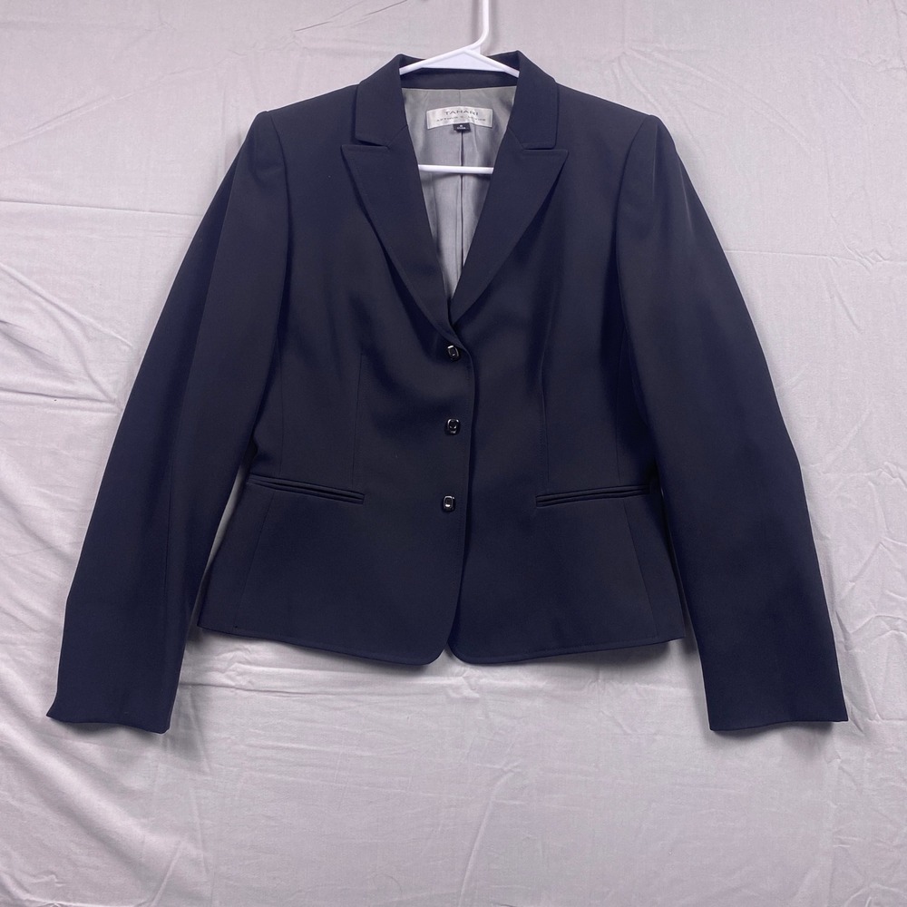 Tahari Arthur S. Levine Blazer Suit Jacket Womens 8 Black Work Business 3-Button